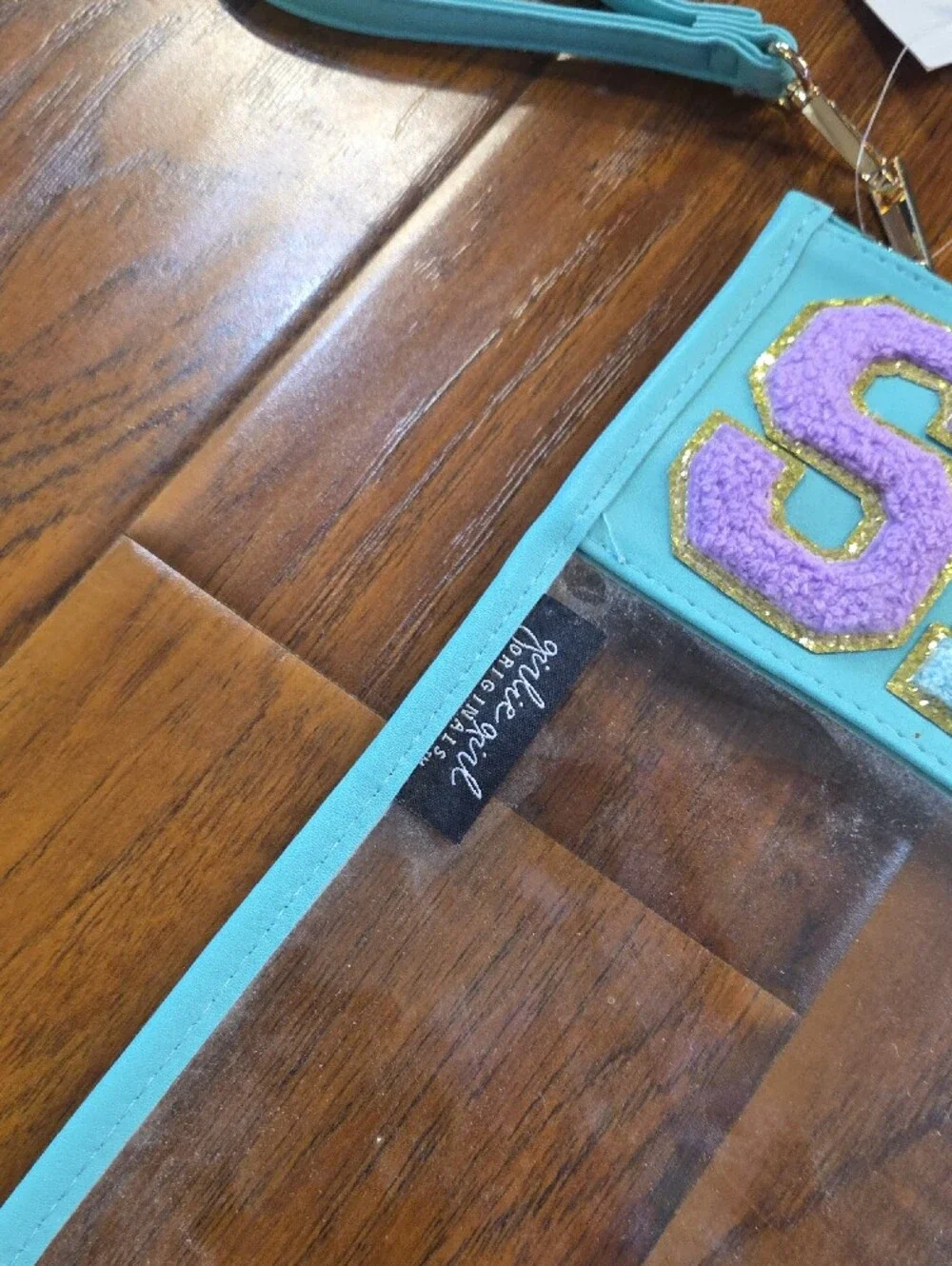 Kids Clear Snack Pouch with Aqua Trim and Pastel Lettering